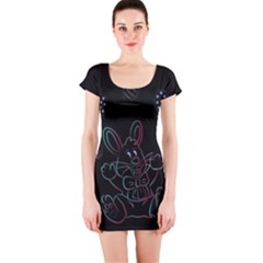 Easter Bunny Hare Rabbit Animal Short Sleeve Bodycon Dress by Amaryn4rt