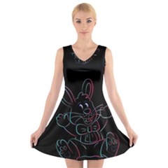 Easter Bunny Hare Rabbit Animal V-neck Sleeveless Skater Dress by Amaryn4rt