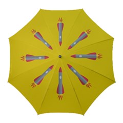 Plane Rocket Space Yellow Golf Umbrellas by Alisyart