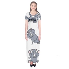 Rhinoceros Animal Rhino Short Sleeve Maxi Dress by Alisyart