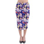 Season Flower Arrangements Purple Midi Pencil Skirt