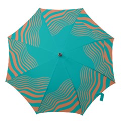 Water Waves Blue Orange Hook Handle Umbrellas (large) by Alisyart