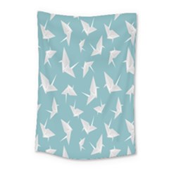 Origamim Paper Bird Blue Fly Small Tapestry
