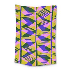 Crazy Zig Zags Blue Yellow Small Tapestry