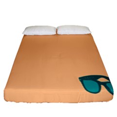 Glasses Blue Orange Fitted Sheet (queen Size)
