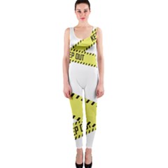 Keep Out Police Line Yellow Cross Entry Onepiece Catsuit