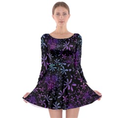 Retro Flower Pattern Design Batik Long Sleeve Skater Dress by Amaryn4rt