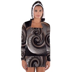 Abstract Background Curves Women s Long Sleeve Hooded T-shirt by Amaryn4rt