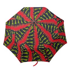 African Fabric Red Green Folding Umbrellas by Alisyart