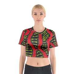 African Fabric Red Green Cotton Crop Top
