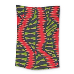 African Fabric Red Green Small Tapestry