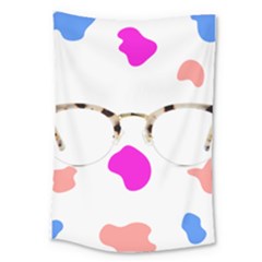 Glasses Blue Pink Brown Large Tapestry