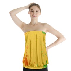 Paint Stains Spot Yellow Orange Green Strapless Top
