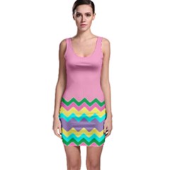 Easter Chevron Pattern Stripes Sleeveless Bodycon Dress by Amaryn4rt
