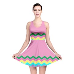 Easter Chevron Pattern Stripes Reversible Skater Dress by Amaryn4rt