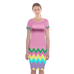 Easter Chevron Pattern Stripes Classic Short Sleeve Midi Dress by Amaryn4rt