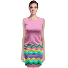Easter Chevron Pattern Stripes Sleeveless Velvet Midi Dress by Amaryn4rt