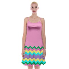 Easter Chevron Pattern Stripes Spaghetti Strap Velvet Dress by Amaryn4rt