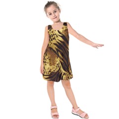 Stripes Tiger Pattern Safari Animal Print Kids  Sleeveless Dress by Amaryn4rt