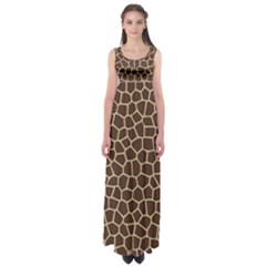 Leather Giraffe Skin Animals Brown Empire Waist Maxi Dress by Alisyart