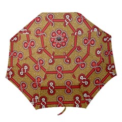 African Fabric Iron Chains Red Purple Pink Folding Umbrellas by Alisyart