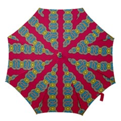 African Fabric Iron Chains Red Yellow Blue Grey Hook Handle Umbrellas (small) by Alisyart