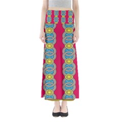 African Fabric Iron Chains Red Yellow Blue Grey Maxi Skirts by Alisyart