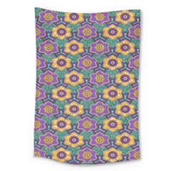 African Fabric Flower Green Purple Large Tapestry by Alisyart