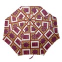 African Fabric Star Plaid Gold Blue Red Folding Umbrellas View1