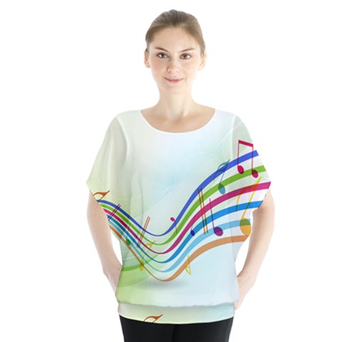 Color Musical Note Waves Blouse by Alisyart