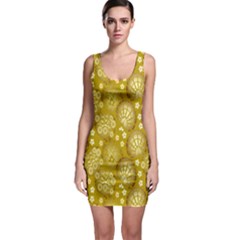 Flower Arrangements Season Gold Sleeveless Bodycon Dress by Alisyart