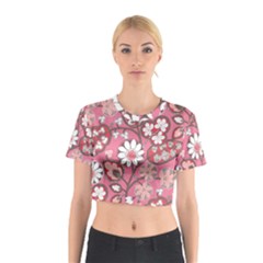 Flower Floral Red Blush Pink Cotton Crop Top by Alisyart