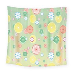 Flower Arrangements Season Pink Yellow Red Rose Sunflower Square Tapestry (large) by Alisyart