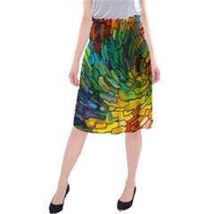 Stained Glass Patterns Colorful Midi Beach Skirt by Amaryn4rt