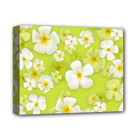 Frangipani Flower Floral White Green Deluxe Canvas 14  X 11  by Alisyart