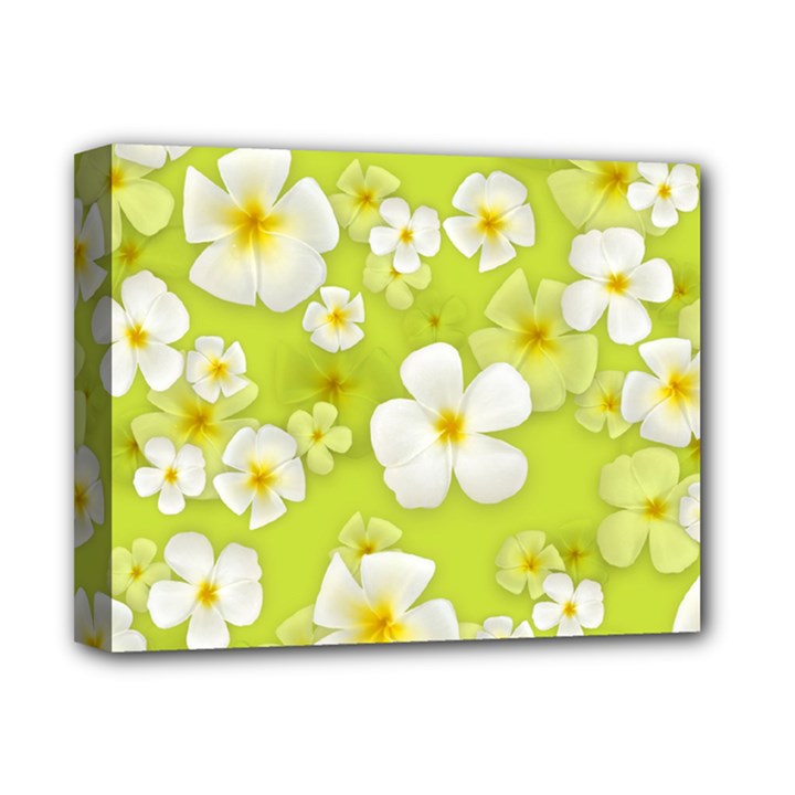Frangipani Flower Floral White Green Deluxe Canvas 14  x 11 
