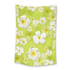 Frangipani Flower Floral White Green Small Tapestry