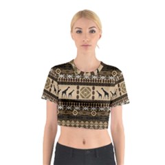 African Vector Patterns  Cotton Crop Top by Amaryn4rt