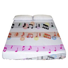 Notes Tone Music Rainbow Color Black Orange Pink Grey Fitted Sheet (queen Size)