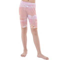 Season Flower Floral Pink Kids  Mid Length Swim Shorts by Alisyart
