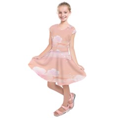 Season Flower Floral Pink Kids  Short Sleeve Dress by Alisyart