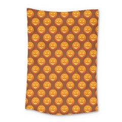 Pumpkin Face Mask Sinister Helloween Orange Small Tapestry