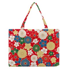 Season Flower Rose Sunflower Red Green Blue Medium Zipper Tote Bag by Alisyart