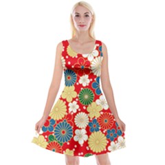Season Flower Rose Sunflower Red Green Blue Reversible Velvet Sleeveless Dress by Alisyart