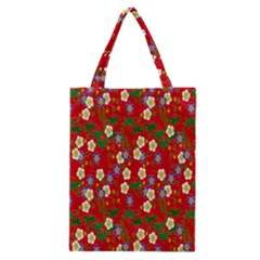 Red Flower Floral Tree Leaf Red Purple Green Gold Classic Tote Bag