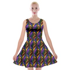 Seamless Prismatic Line Art Pattern Velvet Skater Dress by Amaryn4rt