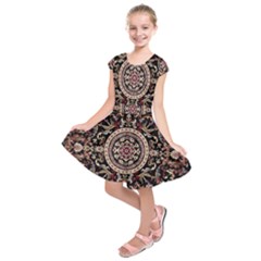 Vectorized Traditional Rug Style Of Traditional Patterns Kids  Short Sleeve Dress by Amaryn4rt