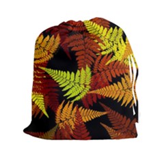 3d Red Abstract Fern Leaf Pattern Drawstring Pouches (xxl) by Amaryn4rt