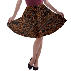 Art Traditional Indonesian Batik Pattern A-line Skater Skirt by Amaryn4rt