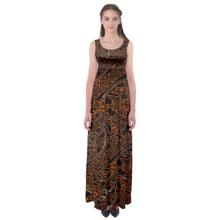 Art Traditional Indonesian Batik Pattern Empire Waist Maxi Dress